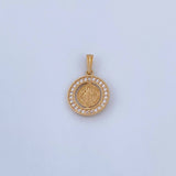 Dije Medalla De San Benito 2.1gr / 2.2cm / Circones Blancos Oro Amarillo 18K &