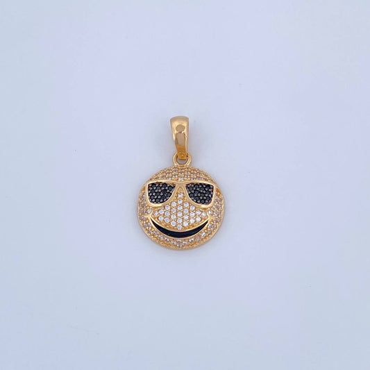 Pendant Emoji 3.9gr / 2.7cm / Black and White Zircons Two 18K Black and Yellow Gold &