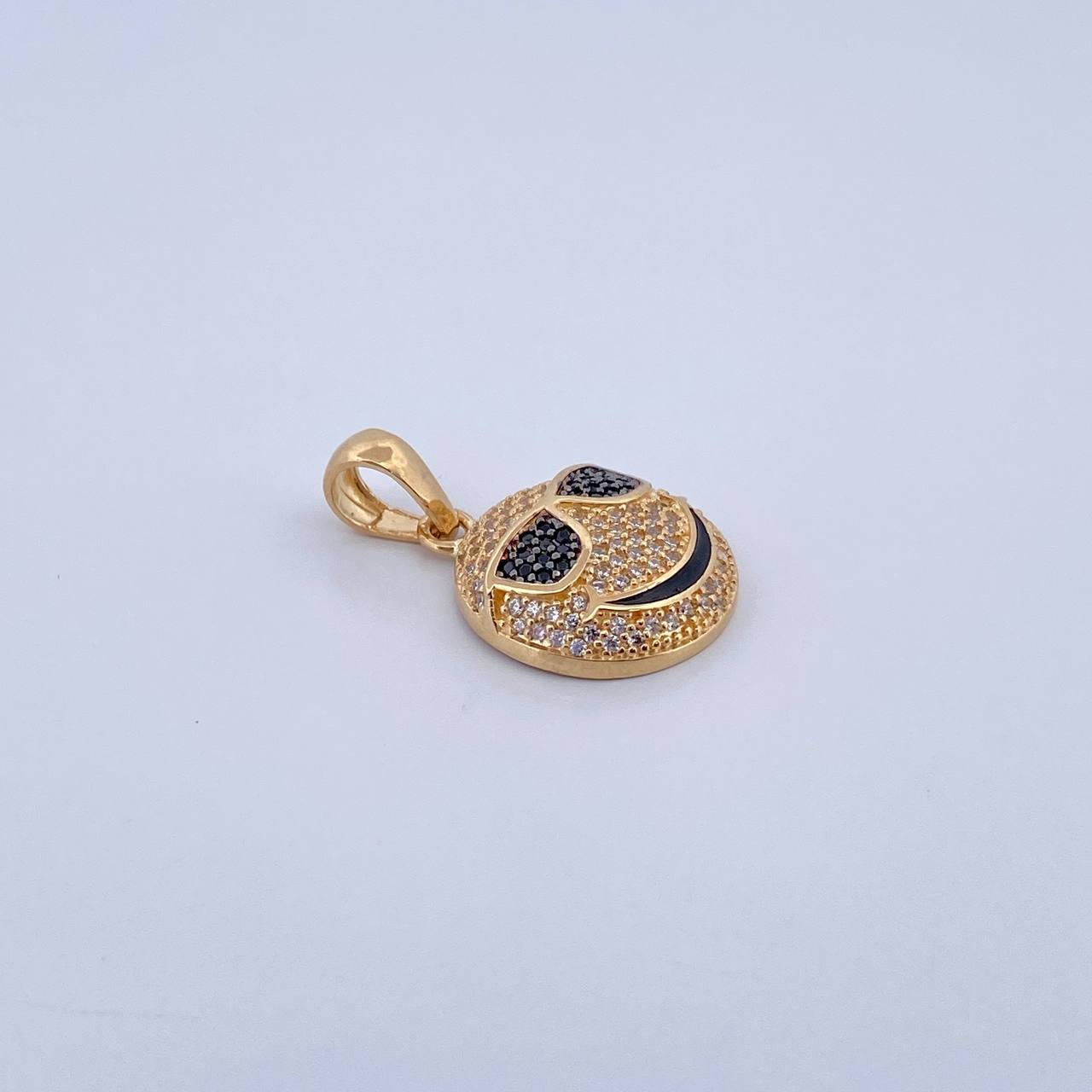 Pendant Emoji 3.9gr / 2.7cm / Black and White Zircons Two 18K Black and Yellow Gold &