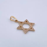 Pendant Star of David 2.95gr / 3.5cm / White Zircons 18K Yellow Gold &
