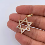 Pendant Star of David 2.95gr / 3.5cm / White Zircons 18K Yellow Gold &