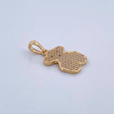 Dije Oso Ts 2.5gr / 2.5cm / Circones Verdes Blancos Oro Amarillo 18K &