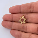 Pendant Star of David 0.8gr / 2.3cm / Diamond Cut 18K Yellow Gold &