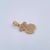 Pendant Bear Ts 2.35gr / 2.5cm / Blue and White Zircons 18K Yellow Gold &