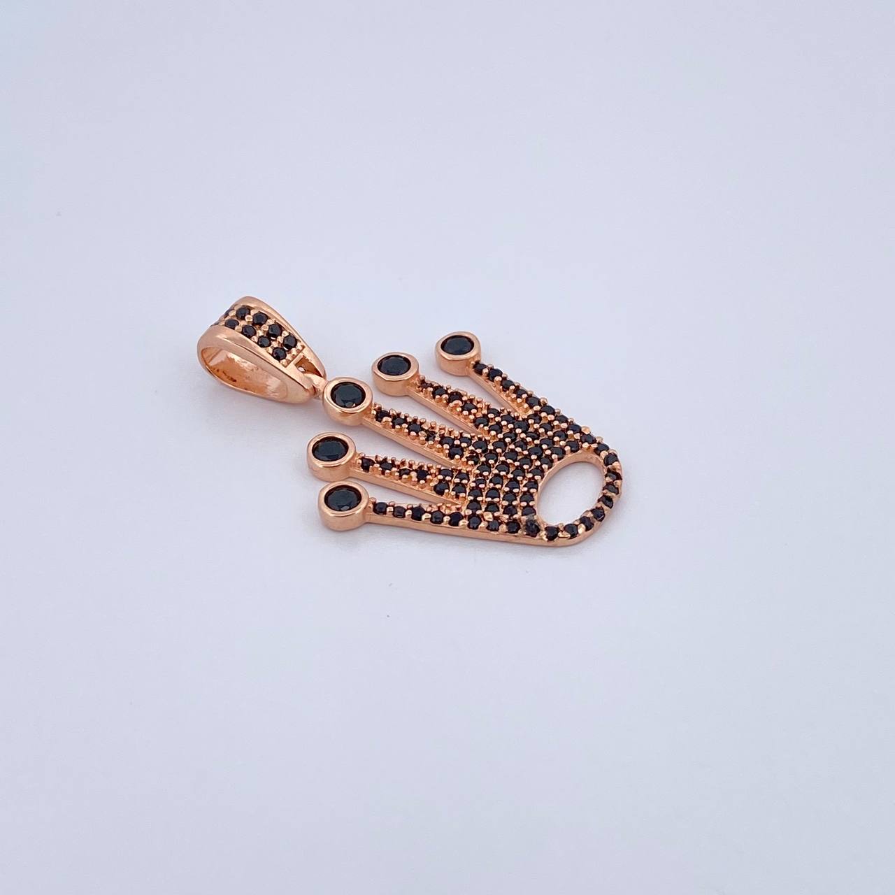 Pendant Corona RX 3.25gr / 3.1cm / Black Zircons 18K Rose Gold &