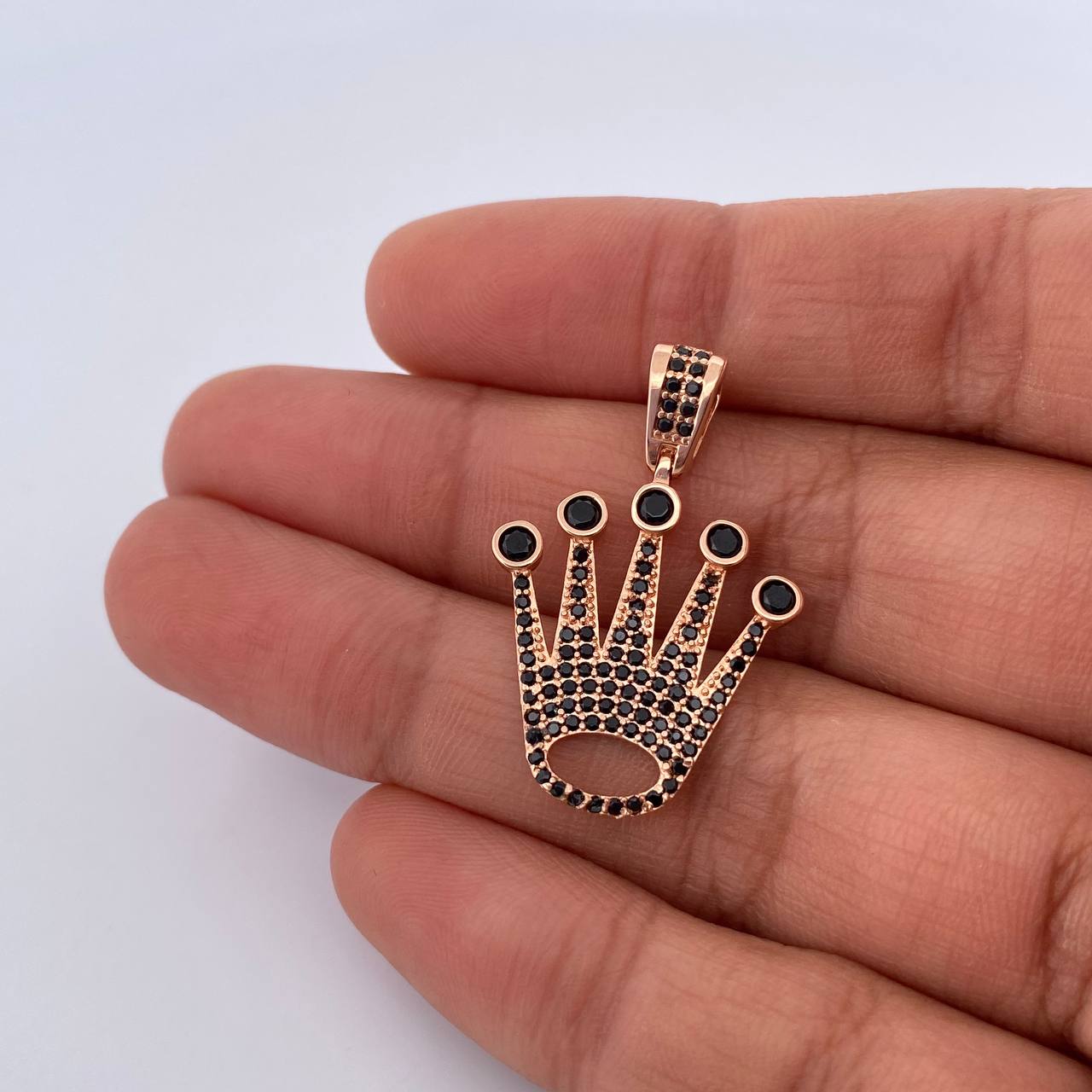 Pendant Corona RX 3.25gr / 3.1cm / Black Zircons 18K Rose Gold &