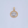 Dije Corona RX 2.2gr / 2.6cm / Circones Blancos Dos Oros Amarillo Blanco 18K &