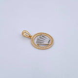 Dije Corona RX 2.2gr / 2.6cm / Circones Blancos Dos Oros Amarillo Blanco 18K &