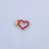 Dije Silueta Corazon Doble Faz 1.3gr / 2cm / Circones Fucsias Blancos Oro Amarillo 18K &