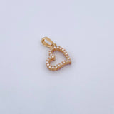 Dije Silueta Corazon Doble Faz 1.3gr / 2cm / Circones Fucsias Blancos Oro Amarillo 18K &