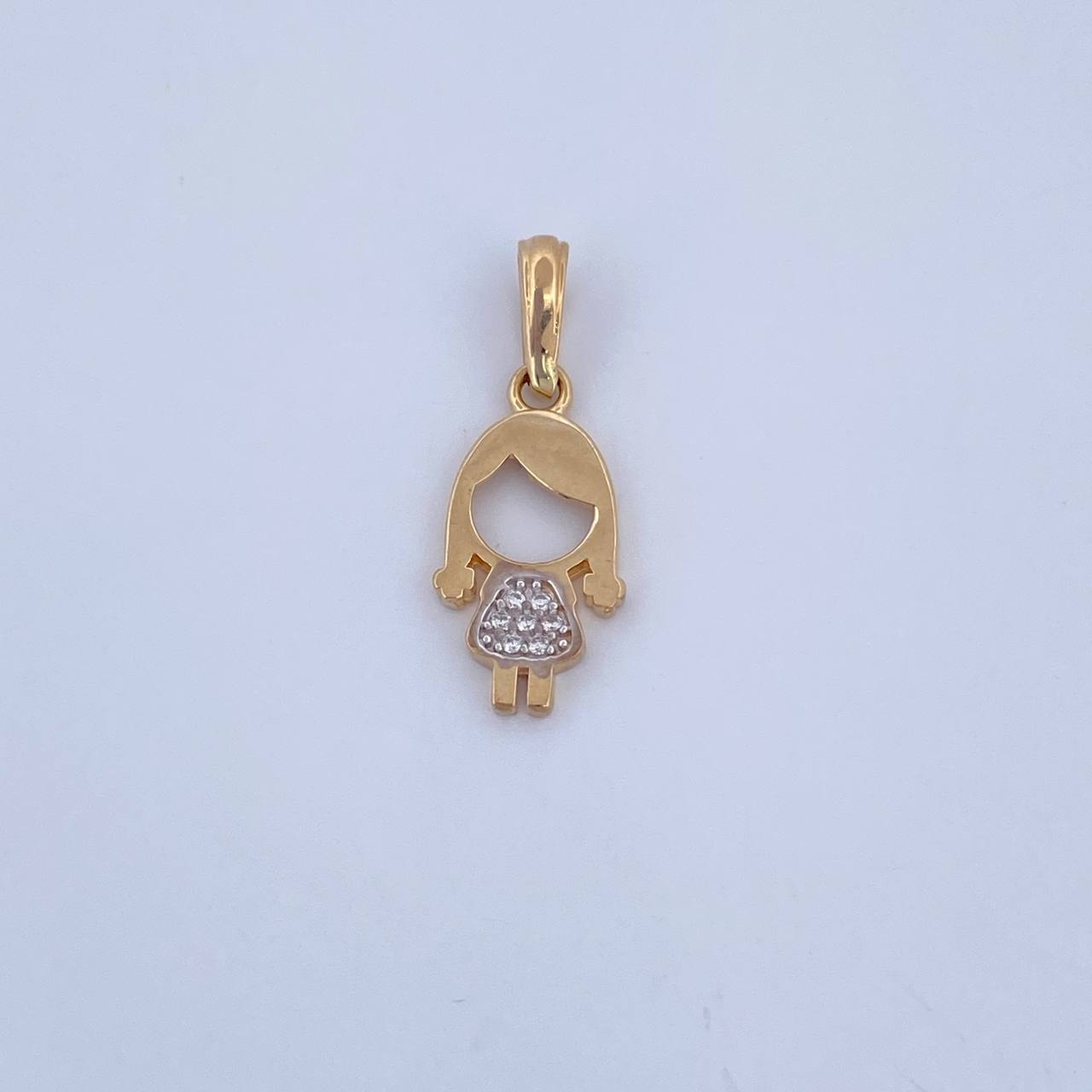 Pendant Girl 1.15gr / 2.3cm / White Zircons Two 18K Yellow White Gold &
