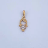 Pendant Girl 1.15gr / 2.3cm / White Zircons Two 18K Yellow White Gold &
