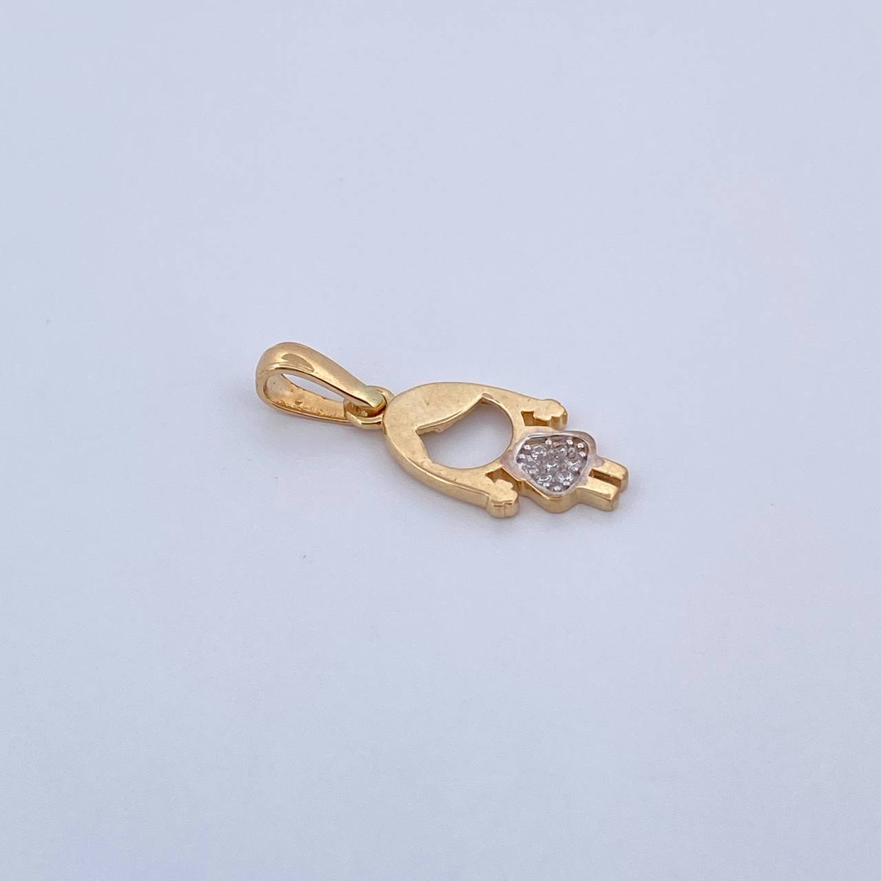 Pendant Girl 1.15gr / 2.3cm / White Zircons Two 18K Yellow White Gold &