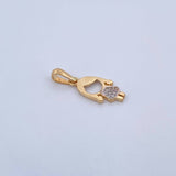 Pendant Girl 1.15gr / 2.3cm / White Zircons Two 18K Yellow White Gold &