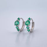 Candongas Coral 1.7gr / 1.1cm / Esmeraldas 84 Pts Oro Blanco 18K (Joya) &