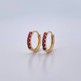 Hoop Earrings Partial 1.5gr / 1.2cm / Rubies 30 Pts 18K Yellow Gold (Jewel) &