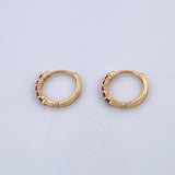 Hoop Earrings Partial 1.5gr / 1.2cm / Rubies 30 Pts 18K Yellow Gold (Jewel) &