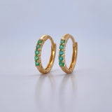 Hoop Earrings Partial 1.05gr / 1.1cm / Emeralds 12 Pts 18K Yellow Gold (Jewel) &