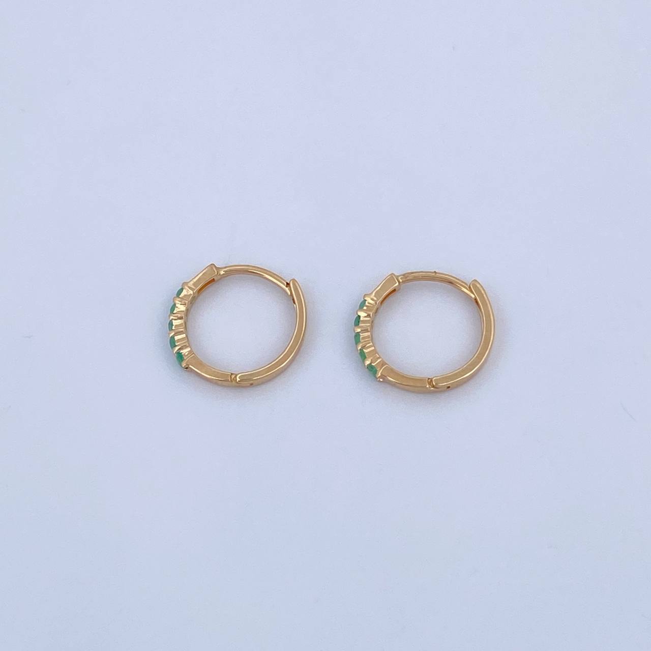 Hoop Earrings Partial 1.05gr / 1.1cm / Emeralds 12 Pts 18K Yellow Gold (Jewel) &