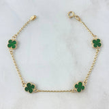 Pulso Espiga Trebol VCyA 3.1gr / 18.5cm / 1.4mm Resina Verde 4und Oro Amarillo 18K *