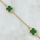 Pulso Espiga Trébol VCyA 3.1gr / 18cm / 1.4mm Resina Verde 4und Oro Amarillo 18K