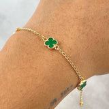 Pulso Espiga Trebol VCyA 3.1gr / 18.5cm / 1.4mm Resina Verde 4und Oro Amarillo 18K *