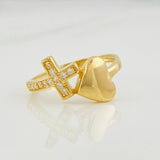 Heart Cross Ring 2.6g / T7 1/2 Yellow Gold 18K