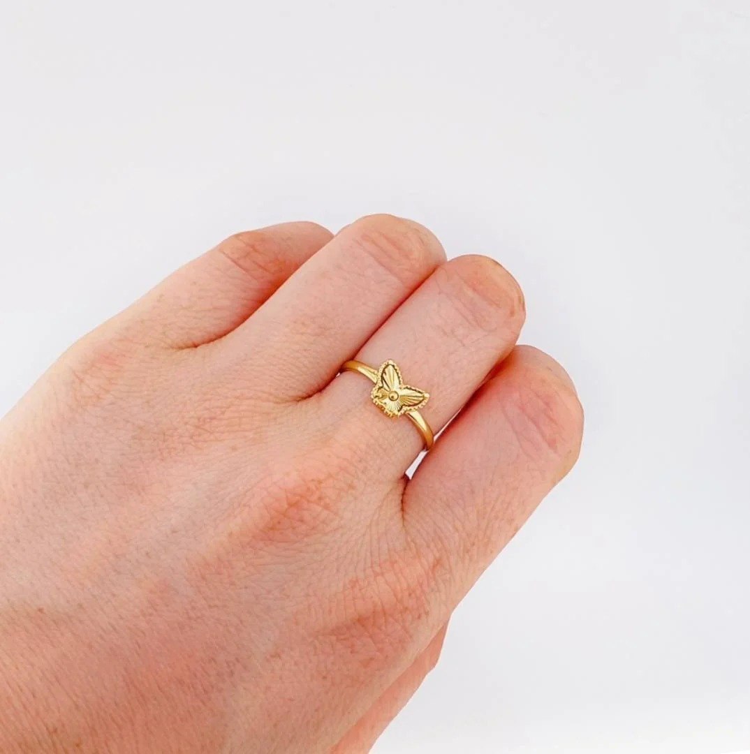 Diamond Cut Butterfly Ring 1g / T7 Yellow Gold 18K
