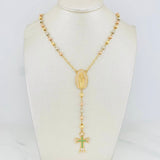 Rosary Guadalupe Cross 10.6g / 23 1/2 in / 4mm-5mm Three Golds 18K