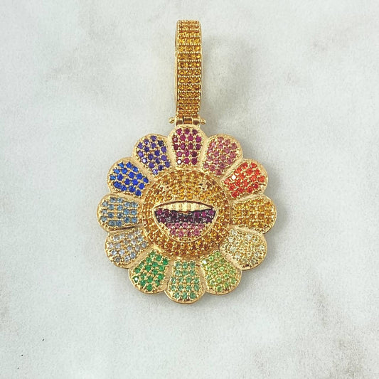 Pendant Flower Face Smiling 10gr / 4.7cm / Multicolor 18K Yellow Gold ©