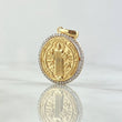 Pendant San Benito Medal 4.65gr / 2.8cm / Textured White Zirconia 18K Yellow Gold ©