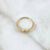 Anillo Trebol Esferas 1.7gr / T5 3/4 / Circones Blancos Oro Amarillo 18K ©