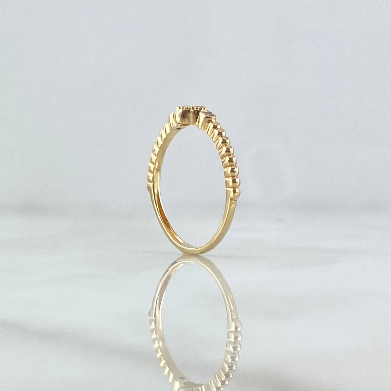 Anillo Trebol Esferas 1.7gr / T5 3/4 / Circones Blancos Oro Amarillo 18K ©