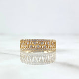 Anillo Copos Escalonados 2.45gr / T6 / Circones Blancos Oro Amarillo 18K