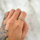 Anillo Copos Escalonados 2.45gr / T6 / Circones Blancos Oro Amarillo 18K