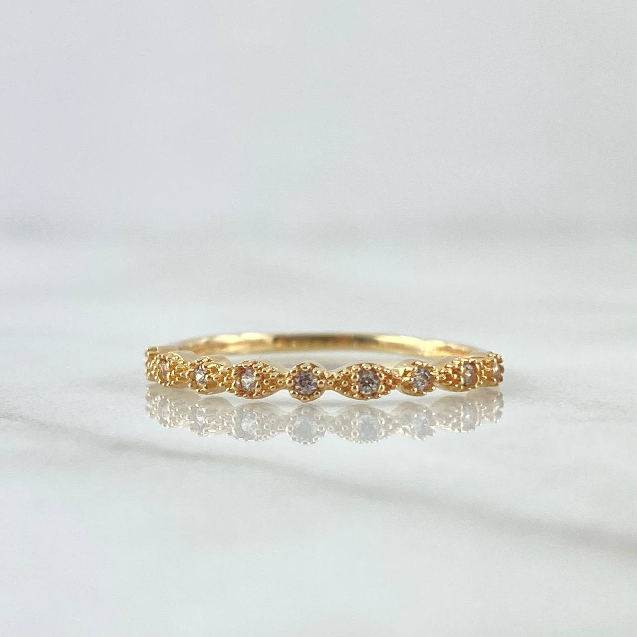 Eye Line Ring 1.4gr / T7 1/2 / White Zircons 18K Yellow Gold ©