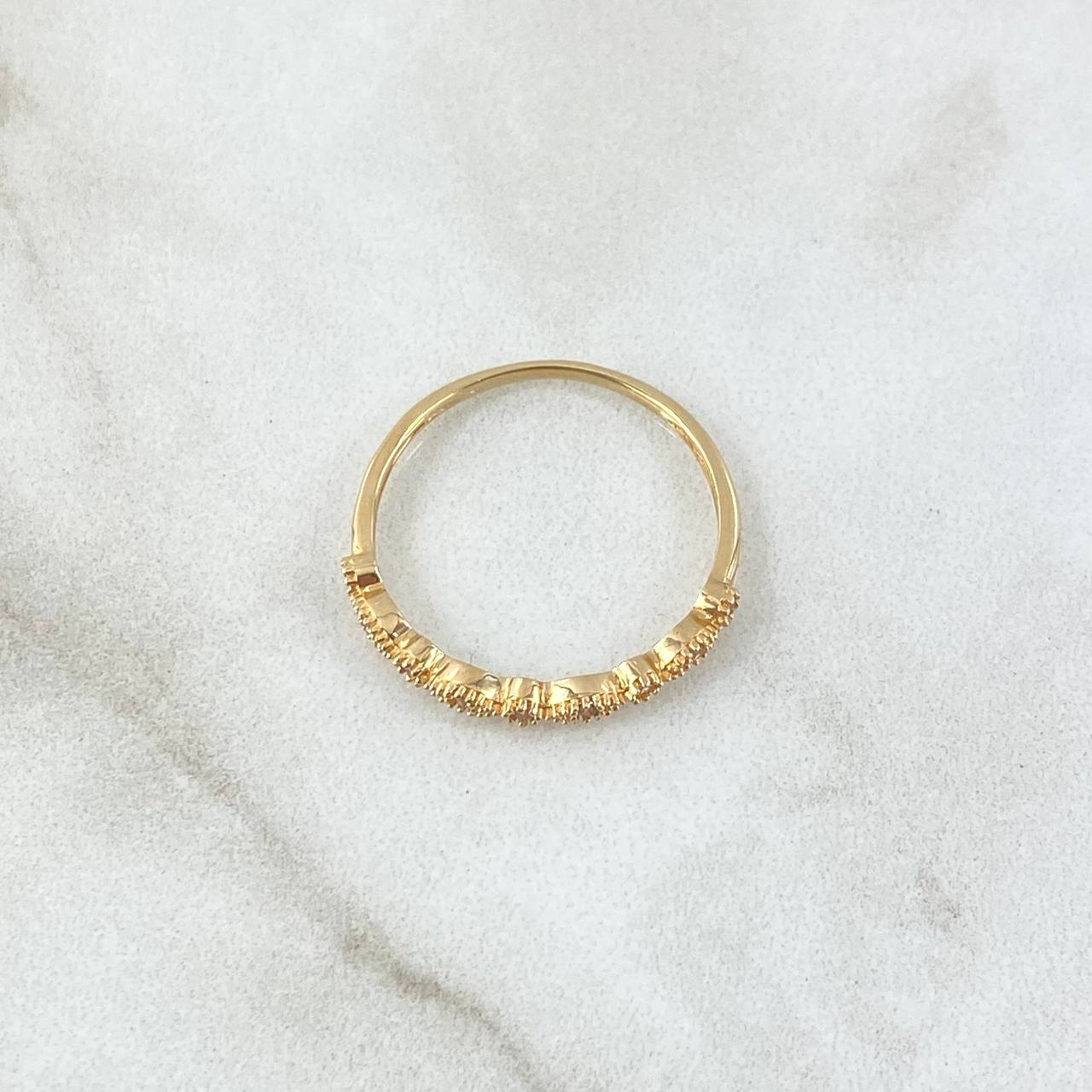 Eye Line Ring 1.45gr / T7 1/2 / White Zircons 18K Yellow Gold