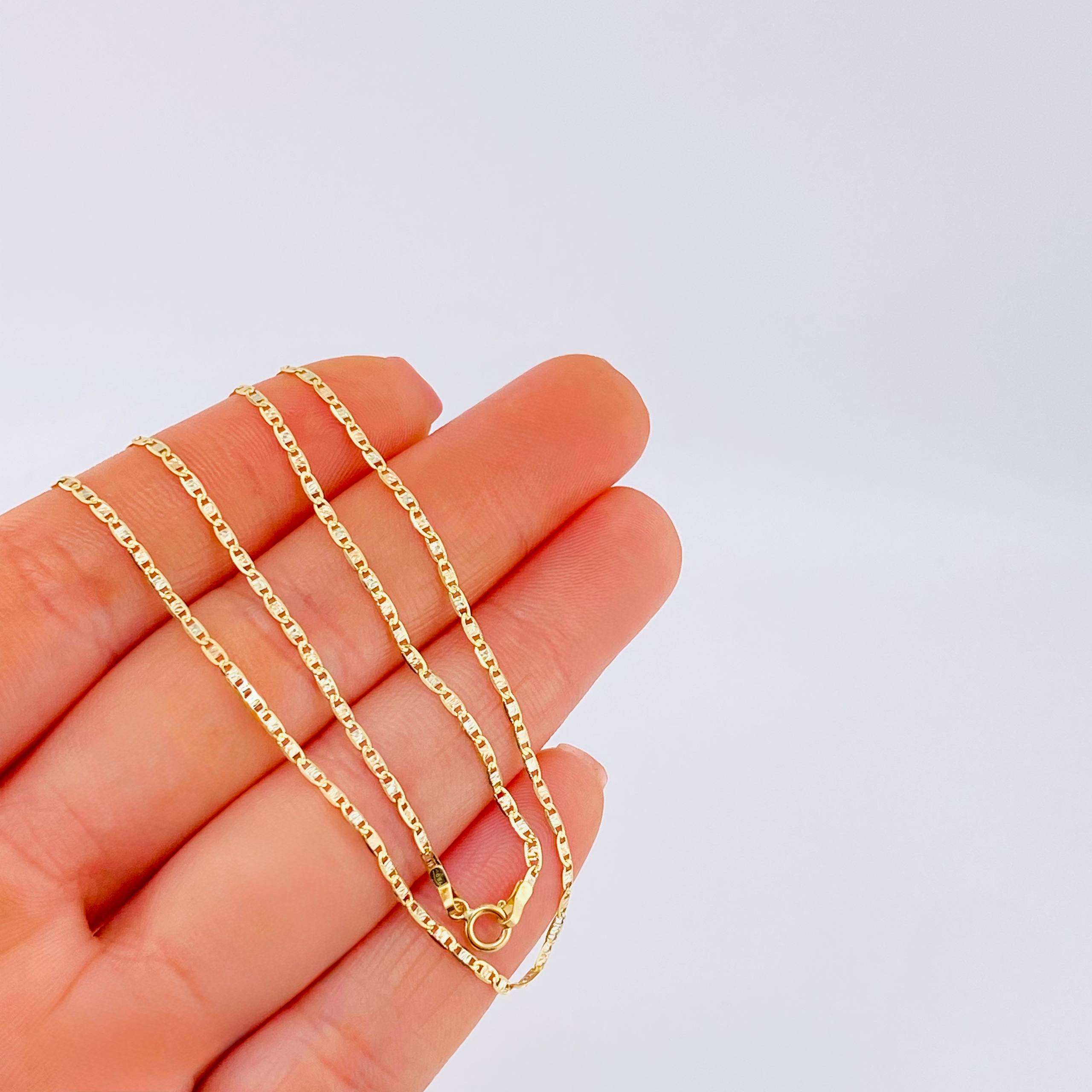 Flat Mariner Chain 2 g / 17 3/4 in / 1.55 mm Three Golds 18K