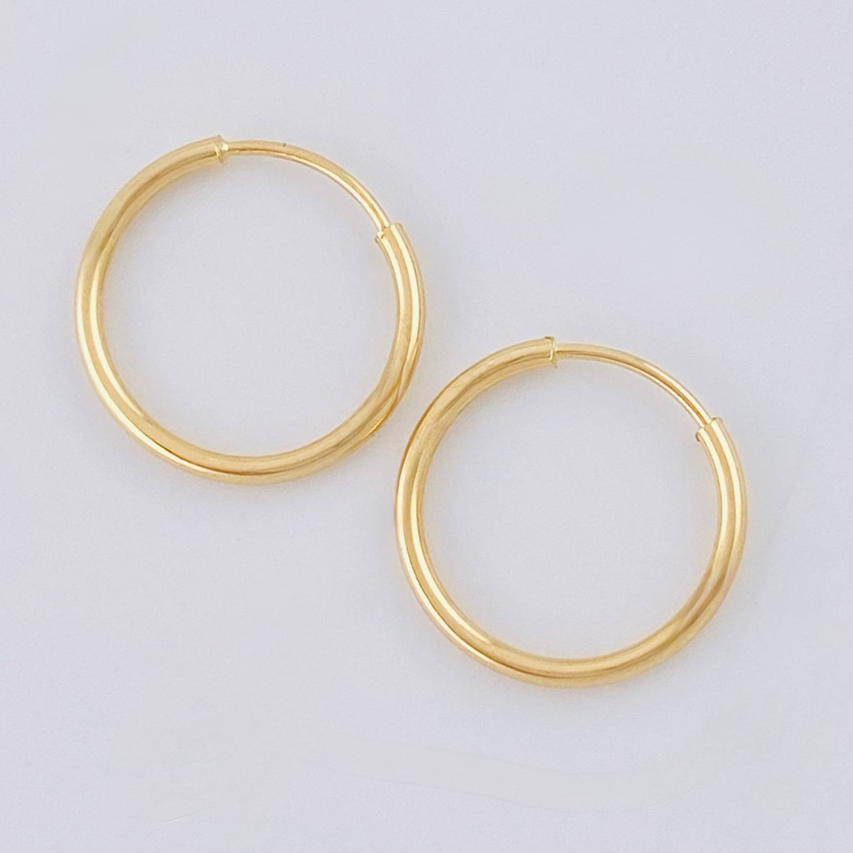 Hoop Earrings Smooth Ring 0.55 g / 1/2 in Yellow Gold 18K