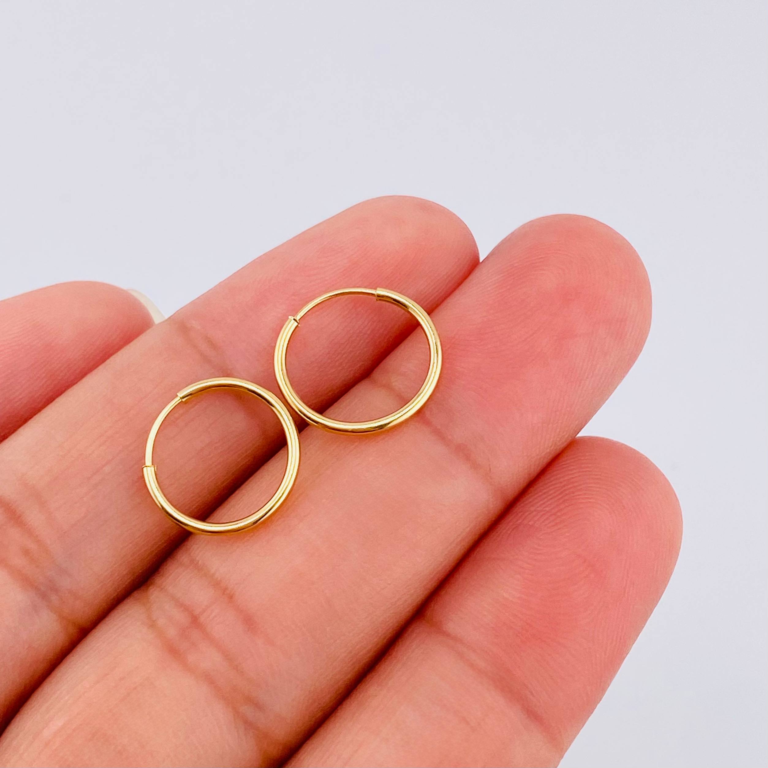 Hoop Earrings Smooth Ring 0.55 g / 1/2 in Yellow Gold 18K