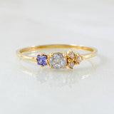 Anillo Solitario Flores Delicadas 1gr / T6 1/4 / Oro Amarillo 18K *