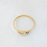 Anillo Solitario Flores Delicadas 1gr / T6 1/4 / Oro Amarillo 18K *