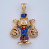 Dije Pato Bolsa de Dinero 10.15gr / 1 1/2 in / Oro Amarillo Negro  18K &