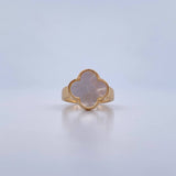 Anillo Trebol 4.3gr / T6 3/4 / Nacar Blanca Oro Amarillo 18K &
