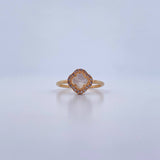 Anillo Trebol 2.65gr / T7 3/4 / Nacar Blanca Circones Blancos Oro Amarillo 18K &