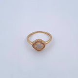Anillo Trebol 2.65gr / T7 3/4 / Nacar Blanca Circones Blancos Oro Amarillo 18K &