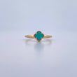 Ring Clover 1.95gr / Size 8 / Aquamarine Stone 18K Yellow Gold &