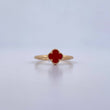 Ring Clover 2gr / Size 7 1/2 / Red Stone 18K Yellow Gold &