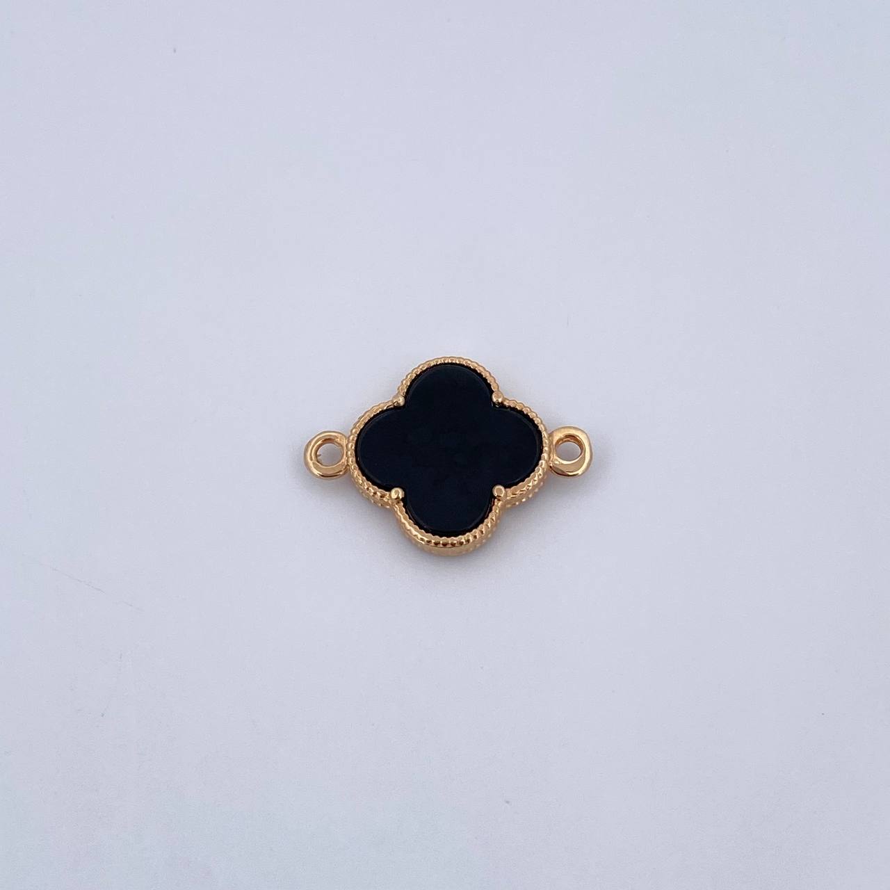 Charm Clover 1.5gr / 2cm / Black Onyx 18K Yellow Gold &