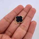 Charm Clover 1.5gr / 2cm / Black Onyx 18K Yellow Gold &